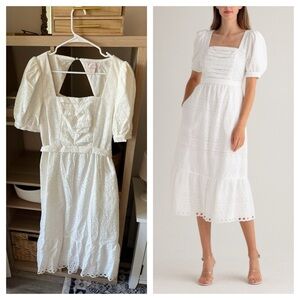 Rachel Parcell White Lace Overlay Cotton Midi Dress